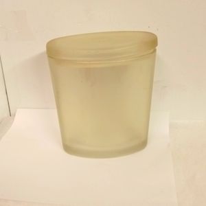 Vintage  Solid Frosty Glass Oval Canister 7"x5.5"